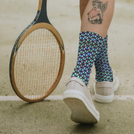 ティール（緑がかった色）と黒不気味の目のパタカッコいいーン予測できな おもしろい ソックス