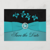 ティール(緑がかった色)と黒日付はがきを保存 案内ポストカード (正面)