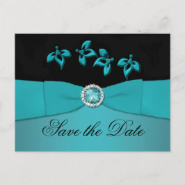 ティール(緑がかった色)と黒日付はがきを保存 案内ポストカード