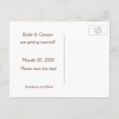 ティール（緑がかった色）とBrown日付写真はがきを保存 案内ポストカード (裏面)