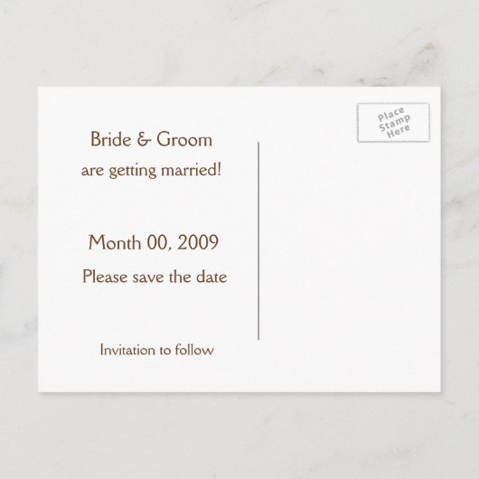 ティール（緑がかった色）とBrown日付写真はがきを保存 案内ポストカード (裏面)