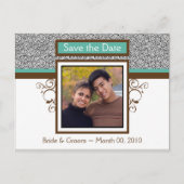 ティール（緑がかった色）とBrown日付写真はがきを保存 案内ポストカード (正面)