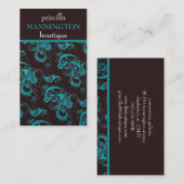 ティール(緑がかった色)とEspressoビジネスモダン・プロファイル・カード 名刺 (正面/裏面)