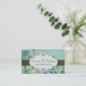 ティール（緑がかった色）によってはラベルとストライプのなブラウンが開花します 名刺 (スタンド正面)