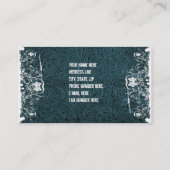 ティール(緑がかった色)によって用具を使われる革およびレースの名刺 名刺 (裏面)