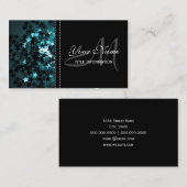 ティール（緑がかった色）のきらめく星 名刺 (正面/裏面)