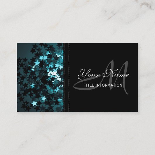 ティール（緑がかった色）のきらめく星 名刺 (正面)