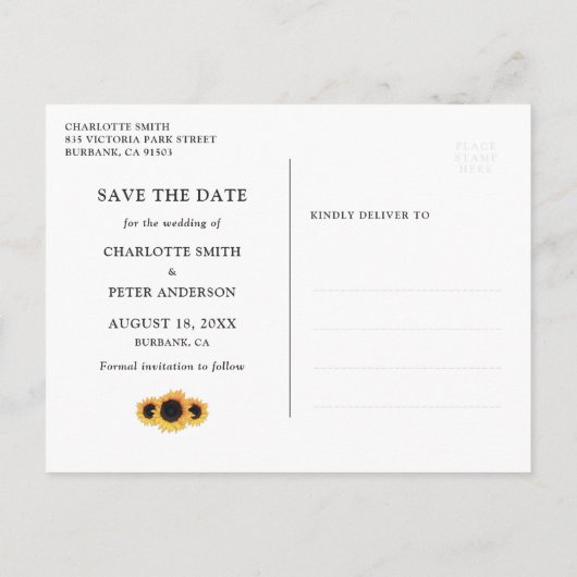 ティール(緑がかった色)のひ素朴まわりの写真が日付を救う 案内ポストカード (裏面)