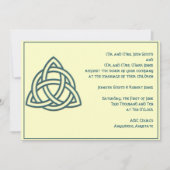 ティール(緑がかった色)のアイボリーの結婚式招待状のケルト結び目模様 招待状 (正面)