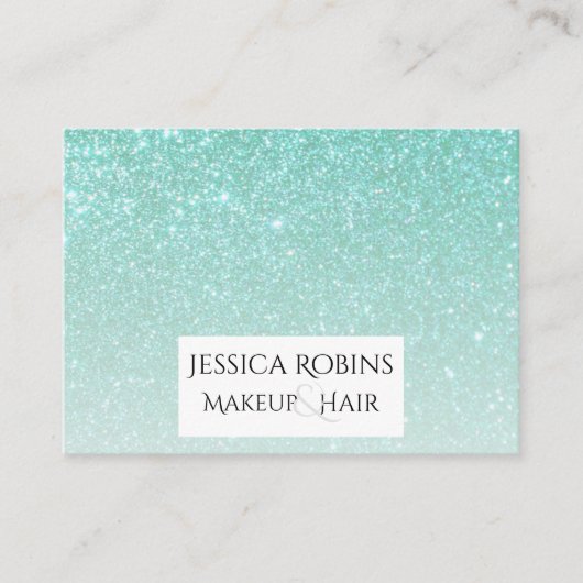 ティール(緑がかった色)のアクアマリンのグリッターの勾配 名刺 (正面)