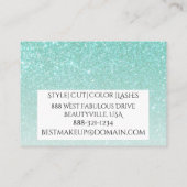 ティール(緑がかった色)のアクアマリンのグリッターの勾配 名刺 (裏面)