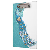 ティール（緑がかった色）のイラストレーションの孔雀 クリップボード (左)