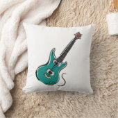 ティール（緑がかった色）のエレキギター音楽graphic.png クッション (ブランケット)