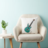 ティール（緑がかった色）のエレキギター音楽graphic.png クッション (椅子)