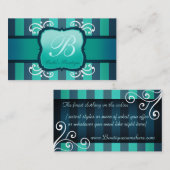 ティール（緑がかった色）のオンライン店のためのエレガントな装飾のブティック 名刺 (正面/裏面)
