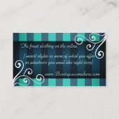 ティール（緑がかった色）のオンライン店のためのエレガントな装飾のブティック 名刺 (裏面)