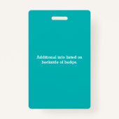 ティール（緑がかった色）のカスタムはパーソナライズな食物アレルギー警報をからかいます バッジ (裏面)