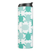 ティール（緑がかった色）のカメパターン タンブラー (回転左)