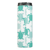 ティール（緑がかった色）のカメパターン タンブラー (裏面)