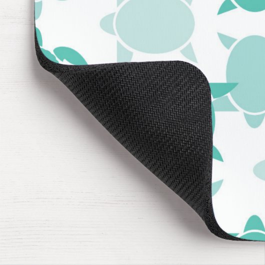 ティール(緑がかった色)のカメパターン マウスパッド (コーナー)