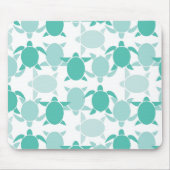 ティール(緑がかった色)のカメパターン マウスパッド (正面)