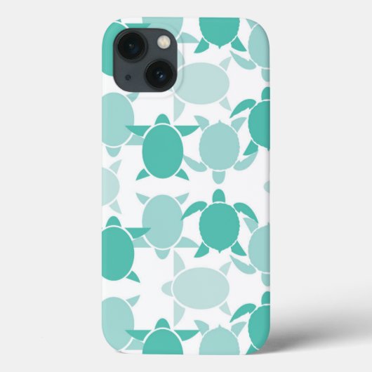 ティール（緑がかった色）のカメパターン Case-Mate iPhoneケース (裏面)