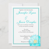 ティール(緑がかった色)のガーベラのデイジーのシンプルの結婚式招待状 招待状 (正面)