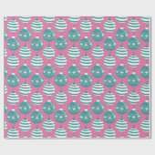 ティール（緑がかった色）のクリスマスボードピンクの背景 ラッピングペーパー (フラット)