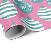 ティール（緑がかった色）のクリスマスボードピンクの背景 ラッピングペーパー (ロールコーナー)