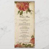 ティール(緑がかった色)のクリーム色のヴィンテージのエッフェル塔のばら色の夕食メニュー メニュー (正面)