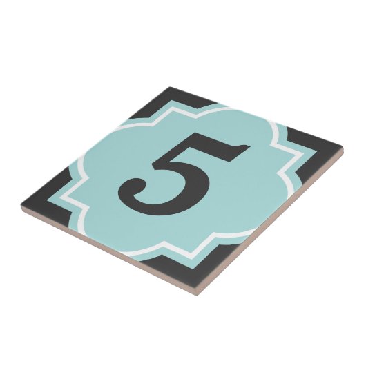 ティール(緑がかった色)のクローバーの住所の屋家番号のタイル タイル (側面)