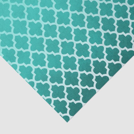 ティール(緑がかった色)のクローバーパターンとの緑の汚れ色 薄葉紙 (詳細)