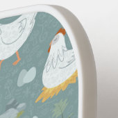 ティール(緑がかった色)のクープで夢を見る鶏 ピックルボールラケット (左詳細)