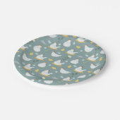 ティール(緑がかった色)のクープで夢を見る鶏 ペーパープレート (アングル)