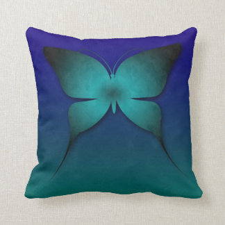 ティール（緑がかった色）のグラデーションな蝶枕 クッション