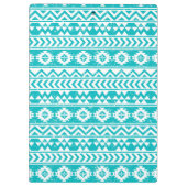 ティール(緑がかった色)のグランジでアステカな種族パターン クリップボード (裏面)