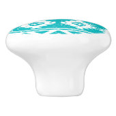 ティール(緑がかった色)のグランジでアステカな種族パターン セラミックノブ (側面)