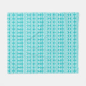 ティール(緑がかった色)のグランジでアステカな種族パターン フリースブランケット (正面(横))