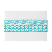 ティール（緑がかった色）のグランジでアステカな種族パターン 招待状ベリーバンド (裏面例)