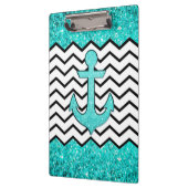 ティール（緑がかった色）のグリッターのいかりおよびシェブロン クリップボード (左)