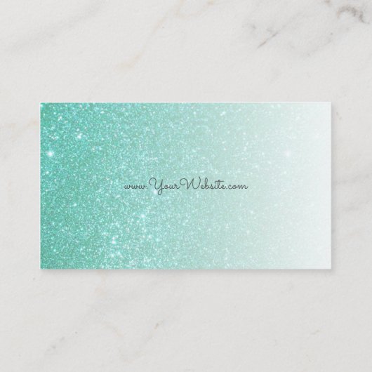 ティール(緑がかった色)のグリッターの勾配のアイスクリームコーン 名刺 (裏面)