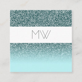ティール（緑がかった色）のグリッターの名刺 スクエア名刺