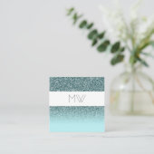 ティール（緑がかった色）のグリッターの名刺 スクエア名刺 (スタンド正面)