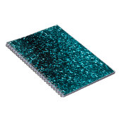 ティール(緑がかった色)のグリッターの螺線形ノート ノートブック (右側)