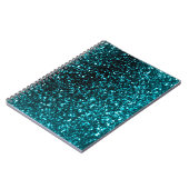 ティール(緑がかった色)のグリッターの螺線形ノート ノートブック (左側)