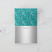 ティール(緑がかった色)のグリッター及びダイヤモンドのティアラのサンキューカード サンキューカード (内部)