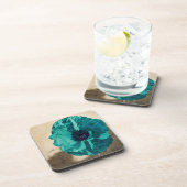 ティール（緑がかった色）のケシのコースターセット コースター (右側)