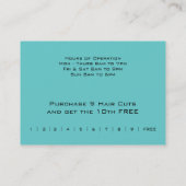 ティール（緑がかった色）のサロンビジネス-パンチカード ロイヤリティカード (裏面)