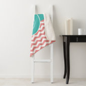 ティール（緑がかった色）のシェブロンの珊瑚のクローバー シェルパブランケット (インサイチュ)