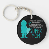 ティール(緑がかった色)のシルエットの食物アレルギーのすごいお母さん キーホルダー (正面)